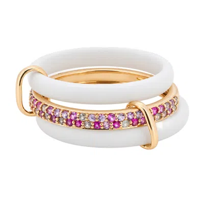 Artisan Women's 14k Rose Gold Multicolor Sapphire & White Ceramic Statement Ring