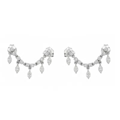 Artisan Women's 14k White Gold Diamond Ear Jacket Earrings