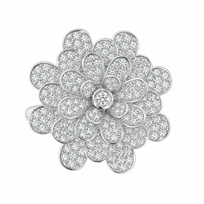 Artisan Women's 14k White Gold Diamond Floral Statement Ring In Metallic