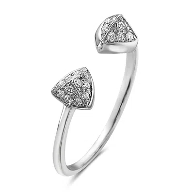 Artisan Women's 14k White Gold Diamond Pyramid Bypass Ring
