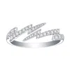 Artisan Women's 14k White Gold Lightning Bolt Band Ring With Diamond Accents