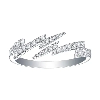Artisan Women's 14k White Gold Lightning Bolt Band Ring With Diamond Accents