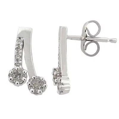 Artisan Women's 14k White Gold Mini Stud Earrings With Natural Diamonds In Metallic