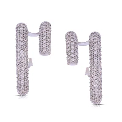 Artisan Women's 14k White Gold Pave Diamond Ear Cuff Earrings