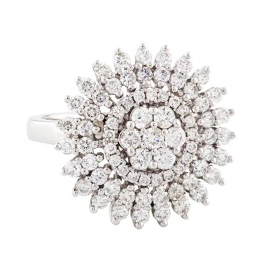 Artisan Women's 14k White Gold Pavé Natural Diamond Cocktail Ring – Fine Jewelry For Her