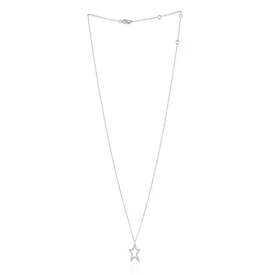 Artisan Women's 14k White Gold Star Choker Necklace With Natural Diamonds In Metallic