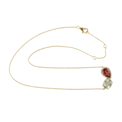 Artisan Women's 14k Yellow Gold Multicolor Tourmaline & Diamond Drop Necklace