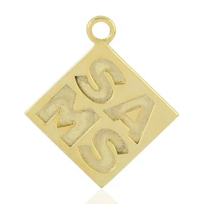 Artisan Women's 14k Yellow Gold Square Shape Handmade Name Pendant