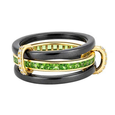 Artisan Women's 14k Yellow Gold Tsavorite, Diamond & Black Ceramic Statement Ring