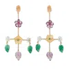 Artisan Women's 18k Gold Carved Mixed Stone & Diamond Flower Chandelier Earrings In Multi