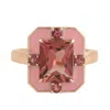 Artisan Women's 18k Rose Gold Pink Tourmaline & Diamond Enamel Wedding Ring In Pink