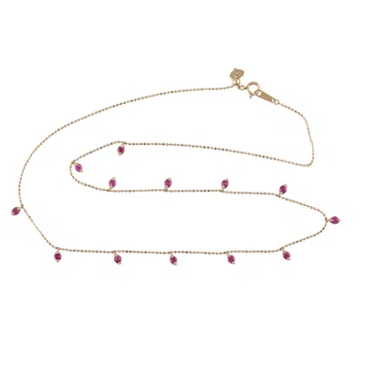 Artisan Women's 18k Rose Gold Ruby Gemstone Station Necklace