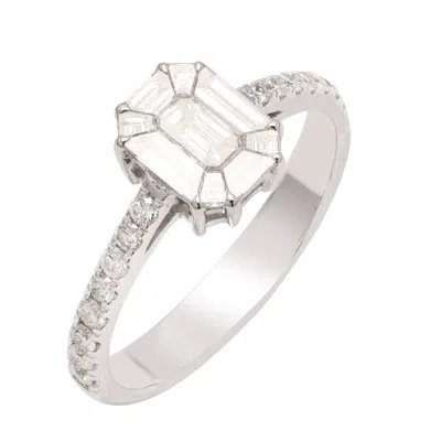 Artisan Women's 18k White Gold & Natural Pie Cut Diamond In Unique Cocktail Ring In Gray