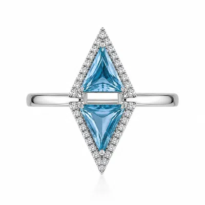 Artisan Women's 18k White Gold Aquamarine & Diamond Geometric Statement Ring