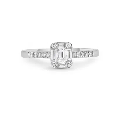 Artisan Women's 18k White Gold Designer Ring With Tapered Diamonds In Metallic