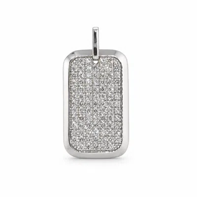 Artisan Women's 18k White Gold Diamond Dog Tag Pendant In Silver