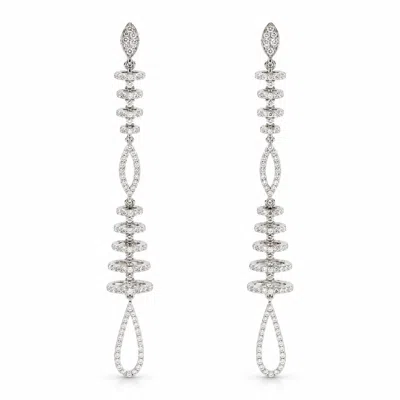 Artisan Women's 18k White Gold Diamond Spiral Long Drop Earrings