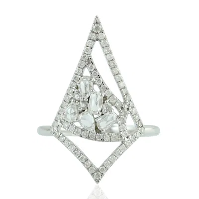 Artisan Women's 18k White Gold Geometric Diamond Statement Ring In Silver