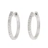 Artisan Women's 18k White Gold Hoop Earrings With Natural Diamond In Metallic