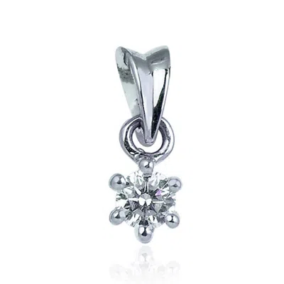 Artisan Women's 18k White Gold In Prong Natural Diamond Solitaire Charm Pendant In Metallic
