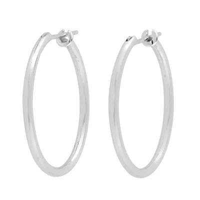 Artisan Women's 18k White Gold Long Hoop Earrings In Metallic