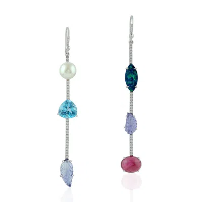 Artisan Women's 18k White Gold Multi-gemstone & Diamond Dangle Earrings