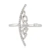 Artisan Women's 18k White Gold Natural Baguette Diamond Bypass Ring In Metallic