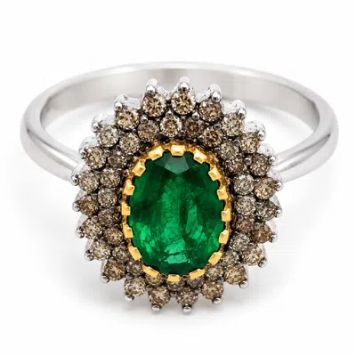 Artisan Women's 18k White Gold Oval Diamond Halo Ring