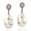 Artisan Women's 18k White Gold Pearl Chinese And Diamond Dangle Earrings In White