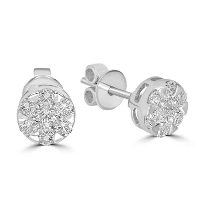 Artisan Women's 18k White Gold Prong Set Diamond Seven Stone Stud Earrings