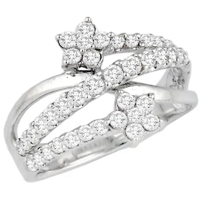 Artisan Women's 18k White Gold Spiral Ring With Natural Diamonds
