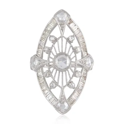 Artisan Women's 18k White Gold With Baguette Diamond Handmade Cocktail Ring