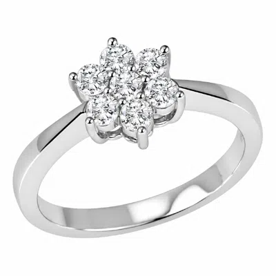 Artisan Women's 18k White Gold With Diamond Flower Ring In Silver