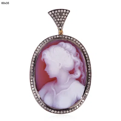 Artisan Women's 18k Yellow Gold & Silver Carved Cameo Diamond Pendant