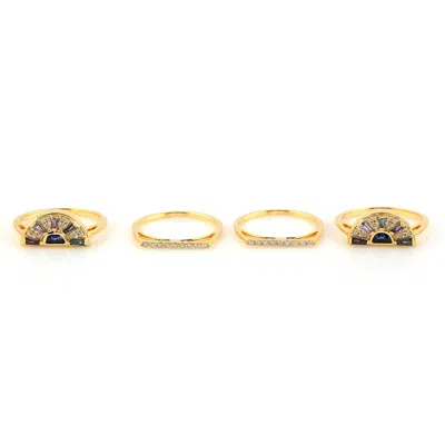 Artisan Women's 18k Yellow Gold Diamond & Baguette Multi-gemstone Ring