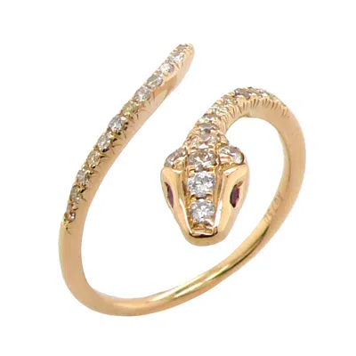 Artisan Women's 18k Yellow Gold Diamond & Ruby Snake Wrap Ring