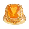 Artisan Women's 18k Yellow Gold Fire Opal & Garnet Mandarin Cocktail Ring In Burgundy