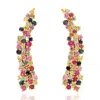 Artisan Women's 18k Yellow Gold Multi Sapphire Ear Climber Earrings Jewelry In Multi