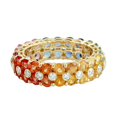 Artisan Women's 18k Yellow Gold Multicolor Sapphire & Diamond Eternity Band