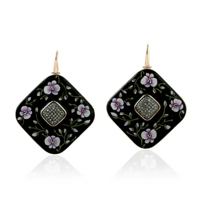 Artisan Women's 18k Yellow Gold, Silver, Bakelite, Enamel & Diamond Floral Drop Earrings In Multi