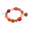 Artisan Women's Agate Bead Bracelet With Diamond Pave Peace In Gold & Silver In Gold