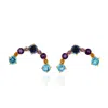 Artisan Women's Amethyst & Iolite Crescent Stud Earrings In Gold – Multi-gemstone Design In Gold