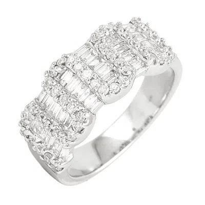 Artisan Women's Baguette Cut Diamond Designer Band Ring In White Gold