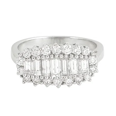 Artisan Women's Baguette Cut Diamond Unique Ring In White Gold