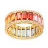 Artisan Women's Baguette Cut Multi-color Sapphire & Pave Diamond Eternity Band Ring In 18kt Gold In Gold
