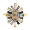 Artisan Women's Baguette Gemstone & Diamond Evil Eye Statement Ring In Gold In Multi