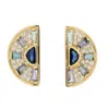 Artisan Women's Baguette Multi-stone Aquamarine & Diamond Stud Earrings In 18k Gold In Gold
