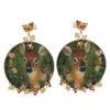Artisan Women's Bakelite Pave Garnet & Peridot Multi Gemstone Enamel Dangle Earrings In Gold