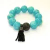 Artisan Women's Black / Blue / Gold Amazonite Bead Bracelet Onyx With Diamond Pave Ball & Tassel Charm In Go In Multi