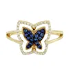 Artisan Women's Black / Gold / Blue Blue Sapphire & Black Diamond Butterfly Twisted Ring In Gold